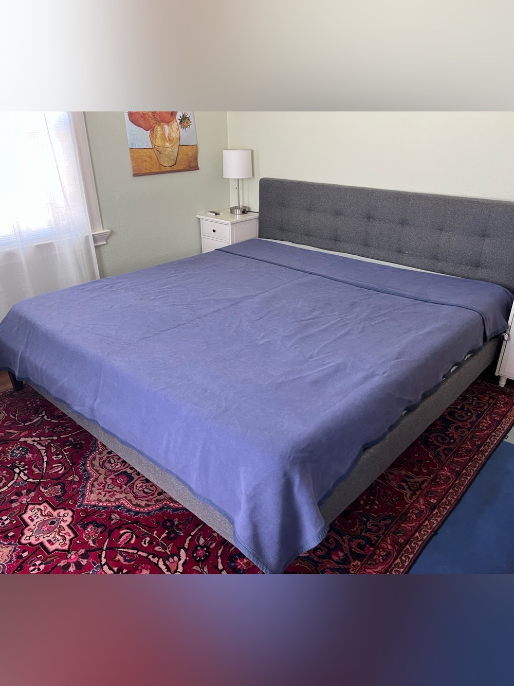 Garnet Hill German Cotton Fleece Blanket King Celestial Blue